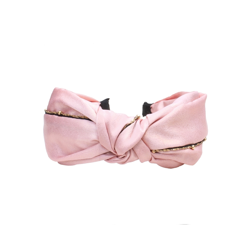 Elegant Pink Headband with Gold Accents